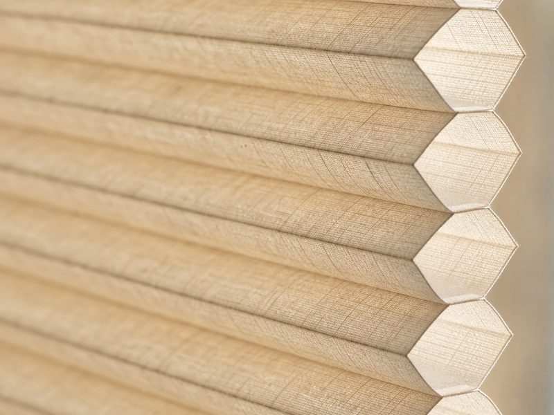 Close view of double-cell honeycomb blind fabric
